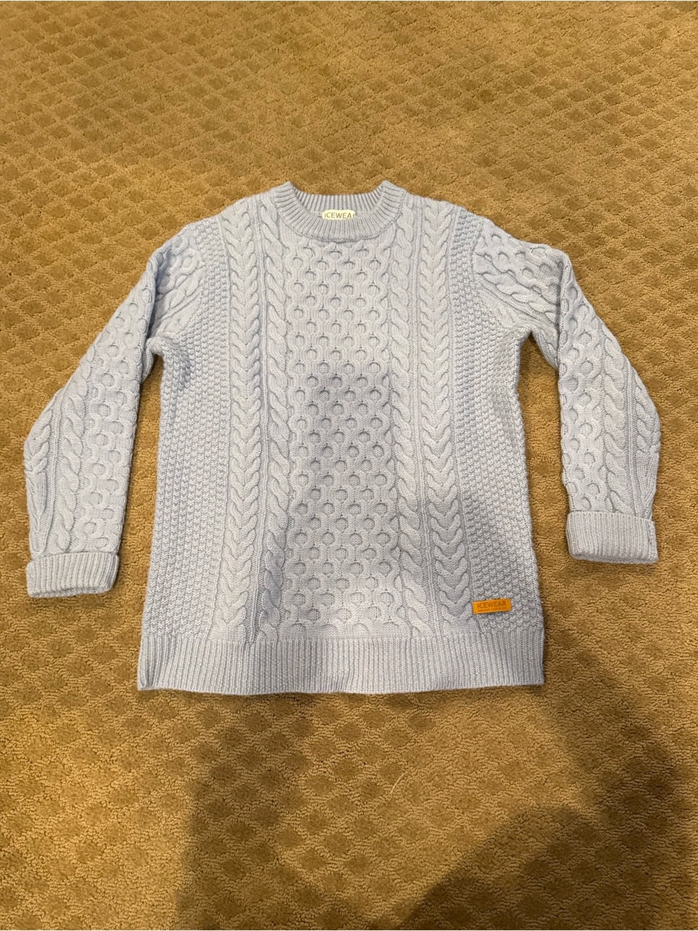 Light Blue Cable-Knit Crewneck Sweater by Icewear